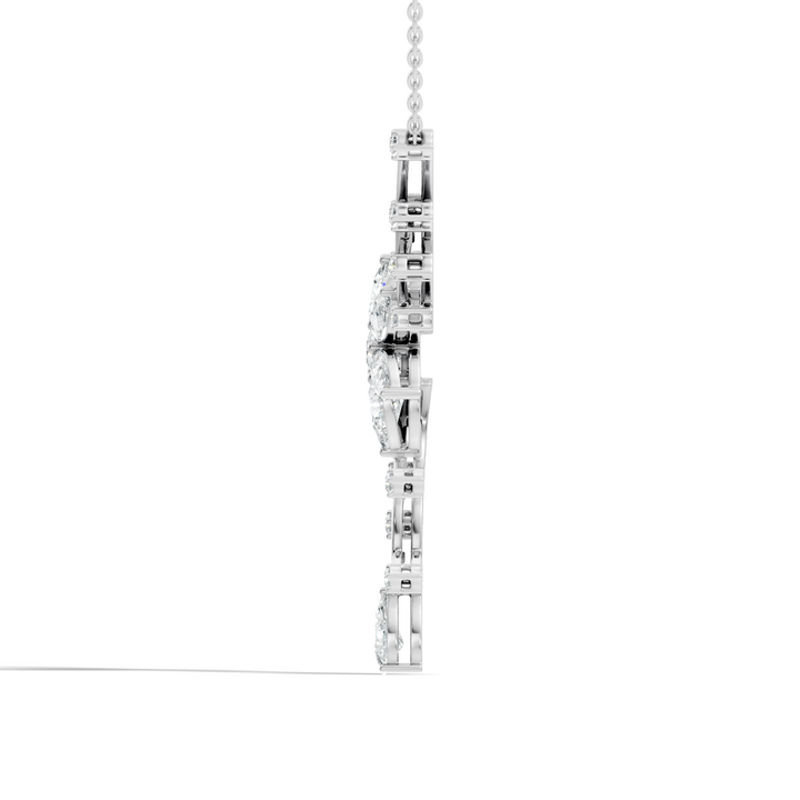 Pear & Round Diamond Floral Vine Pendant
