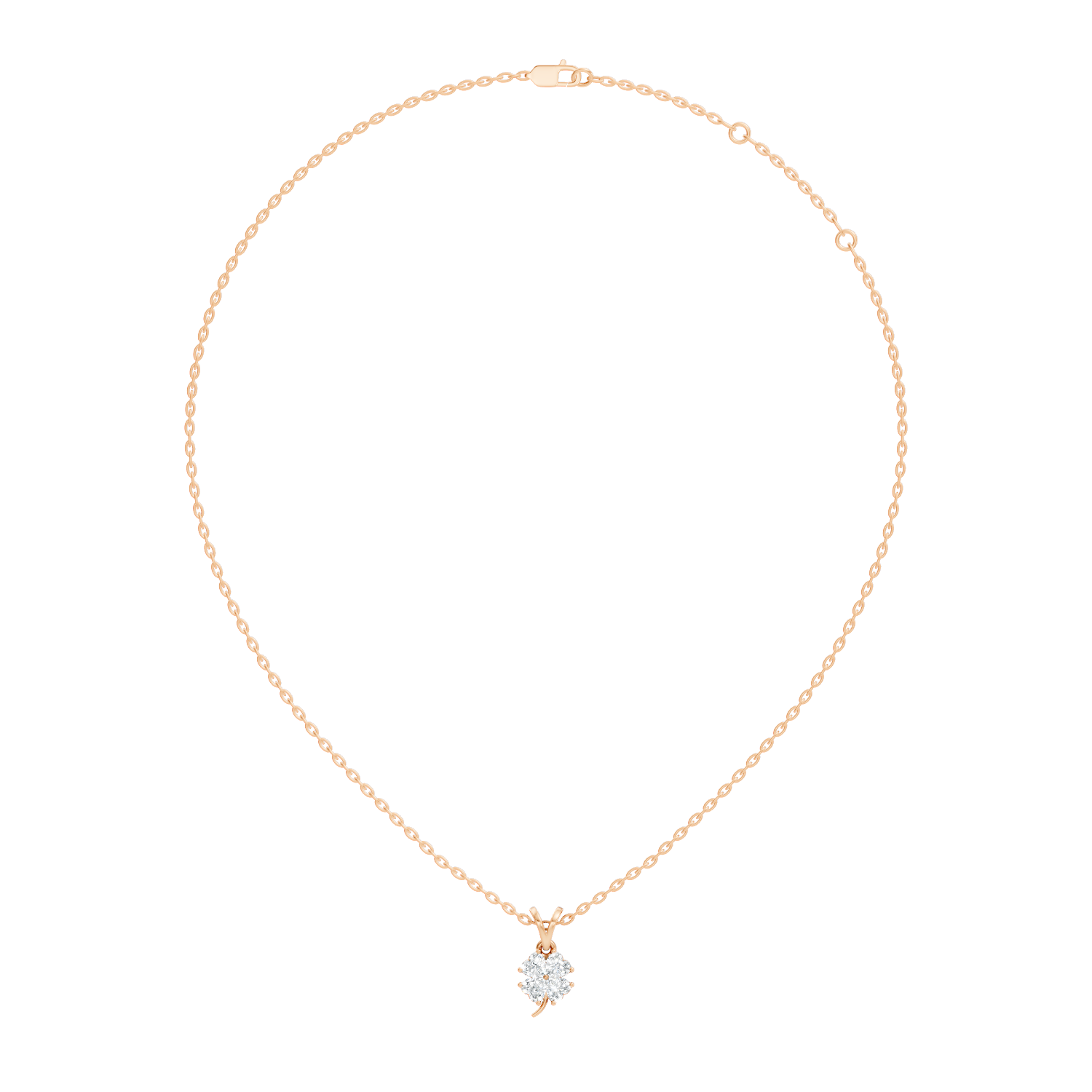 Four-Leaf Clover Heart Diamond Pendant