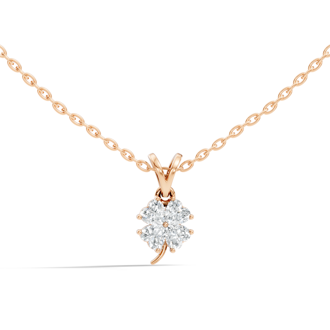 Four-Leaf Clover Heart Diamond Pendant