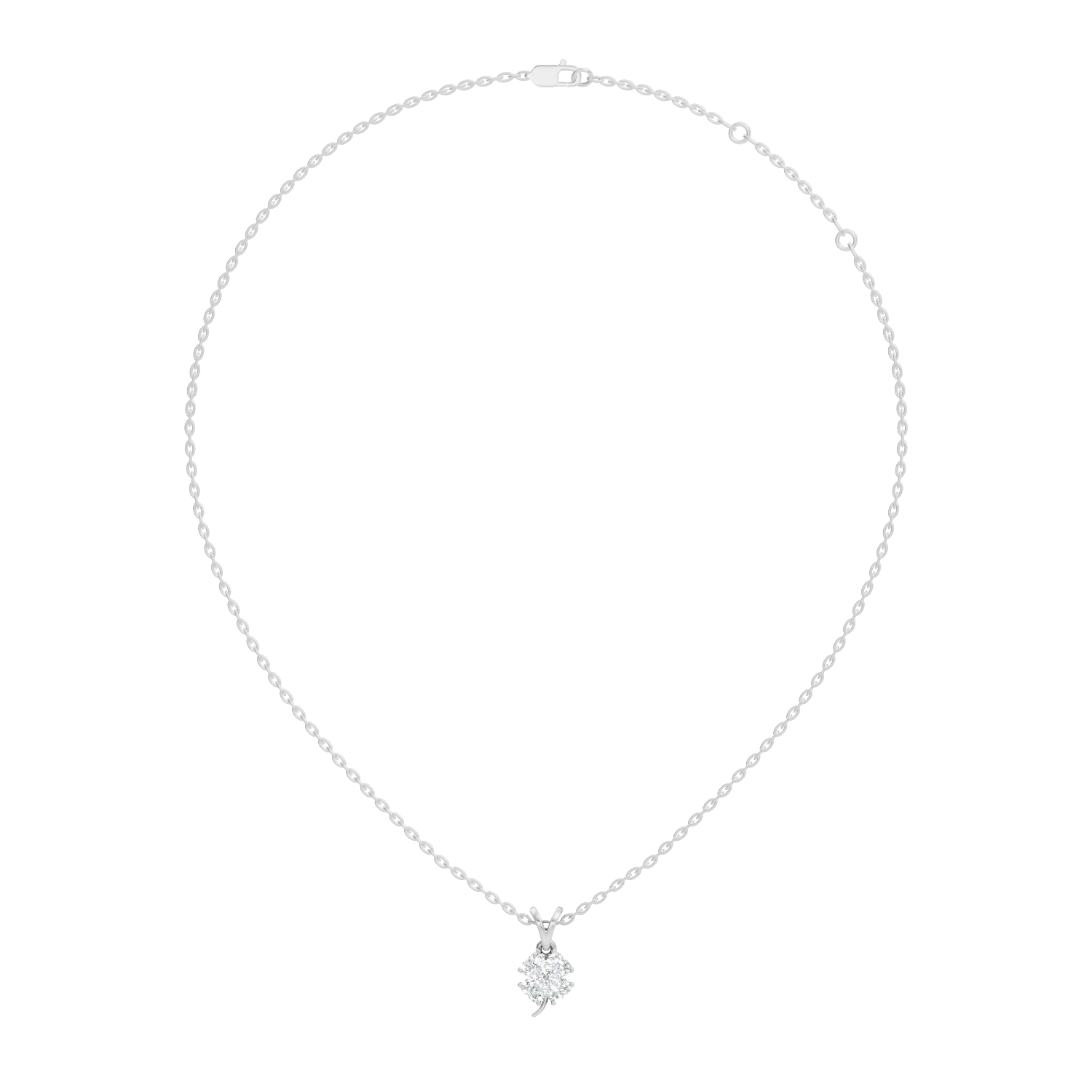 Four-Leaf Clover Heart Diamond Pendant