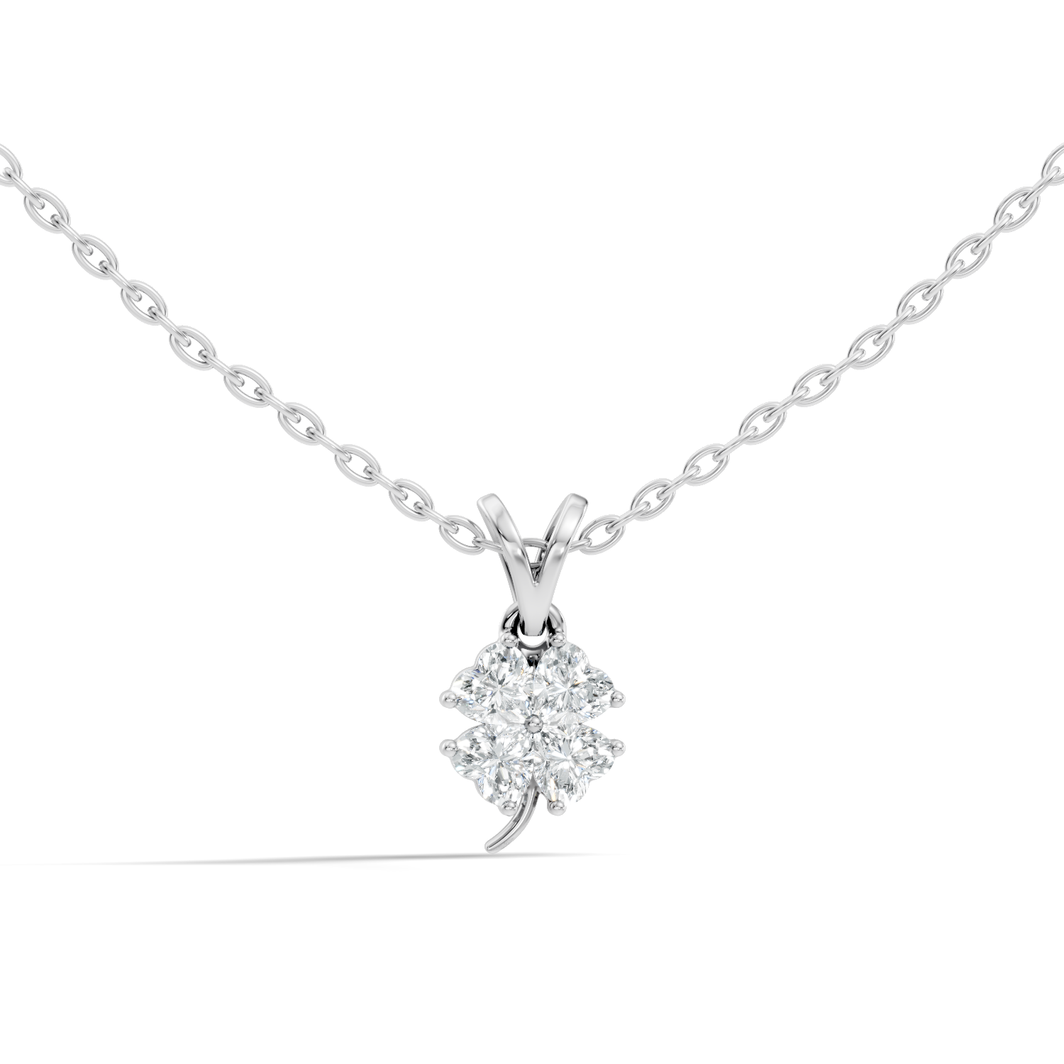 Four-Leaf Clover Heart Diamond Pendant