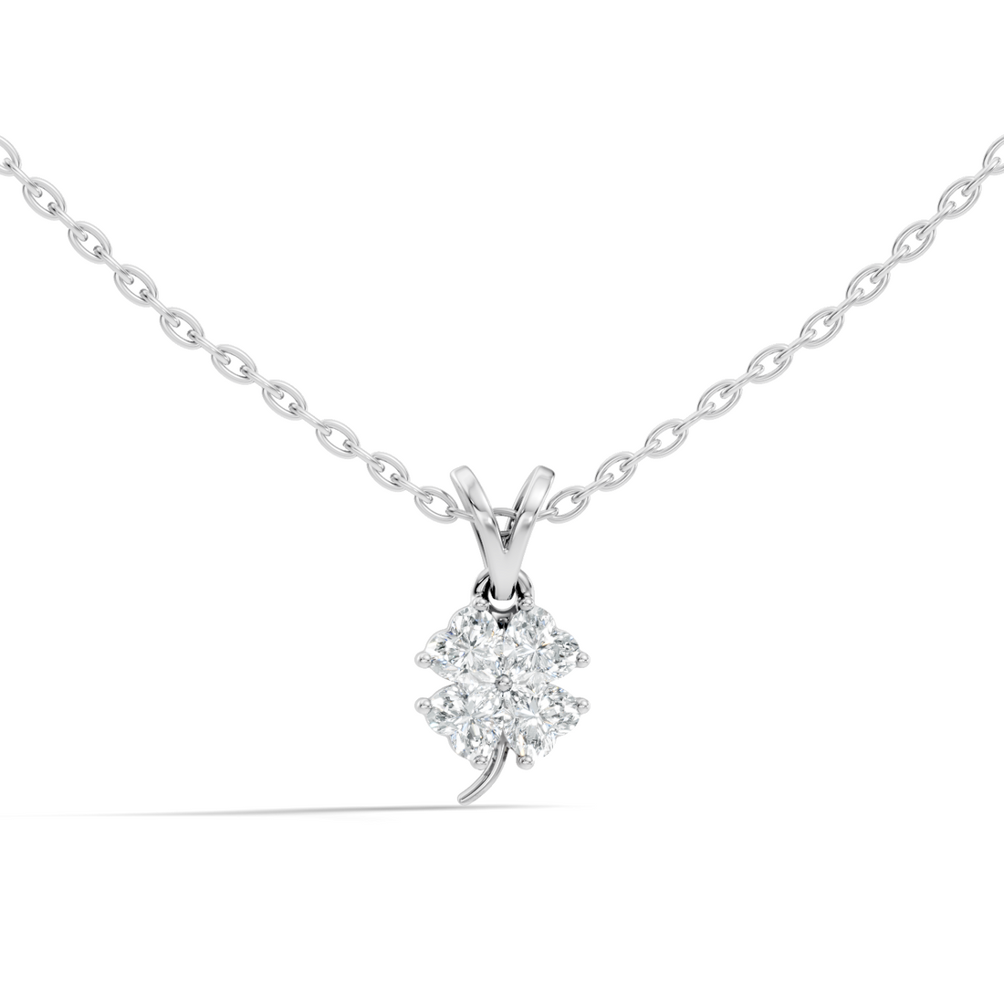 Four-Leaf Clover Heart Diamond Pendant