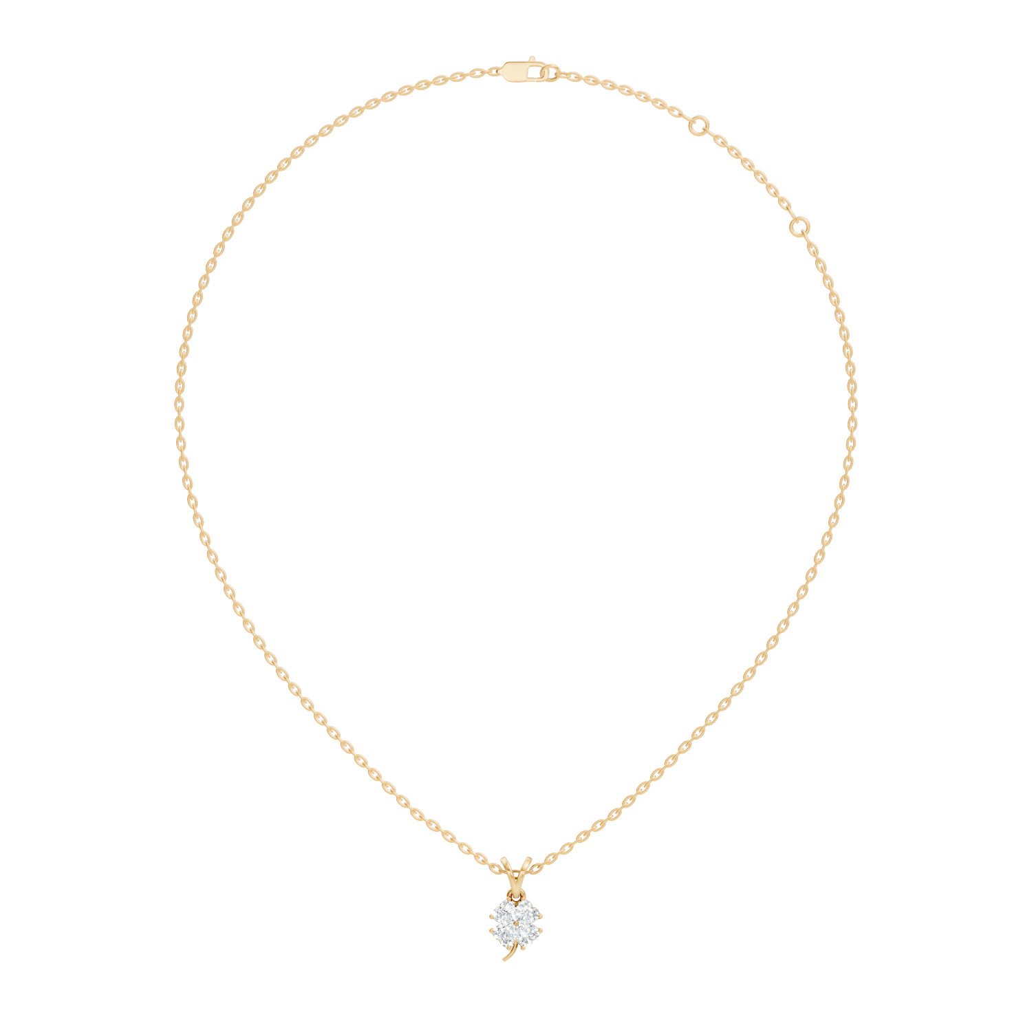 Four-Leaf Clover Heart Diamond Pendant