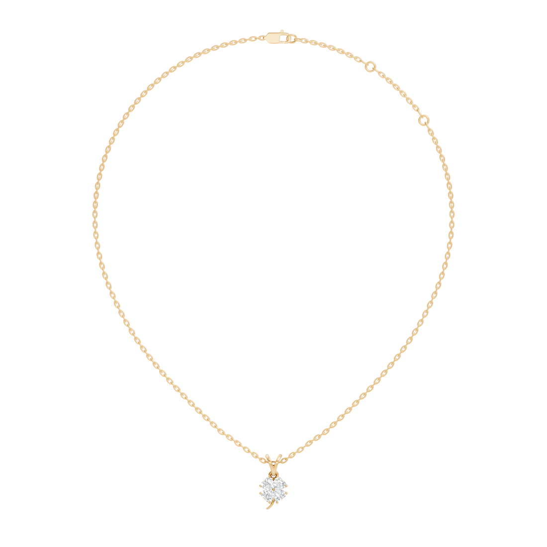 Four-Leaf Clover Heart Diamond Pendant