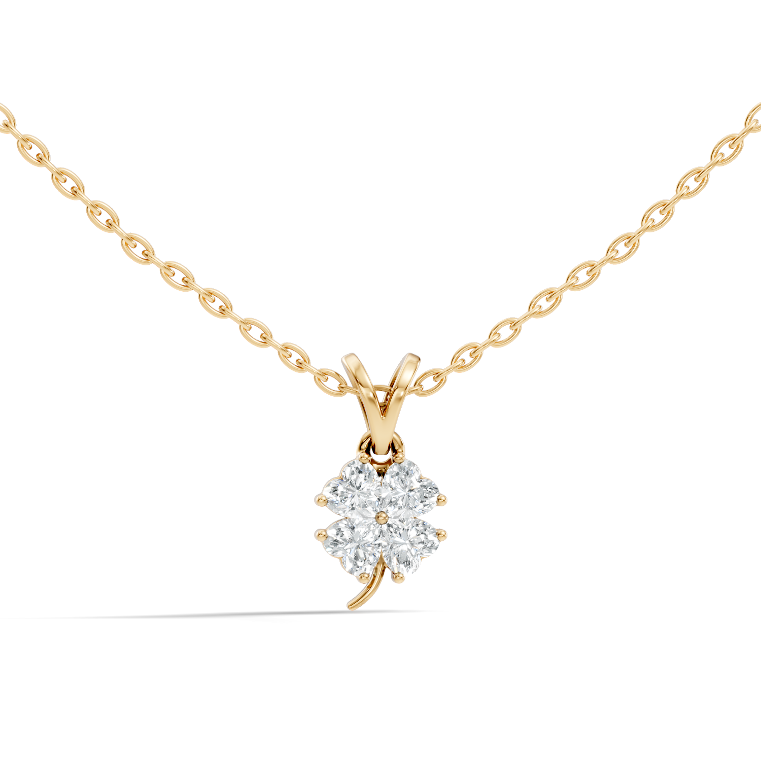 Four-Leaf Clover Heart Diamond Pendant