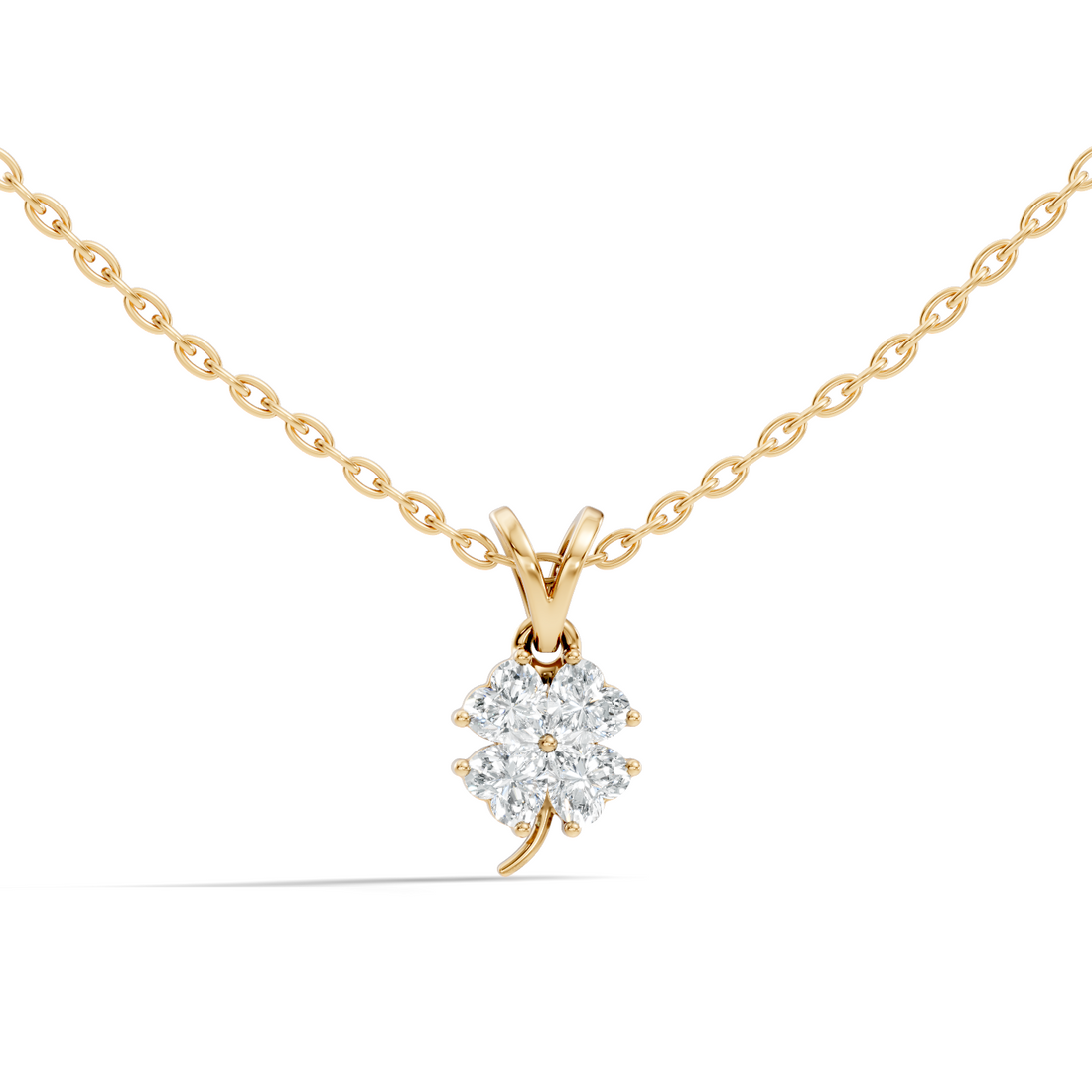 Four-Leaf Clover Heart Diamond Pendant