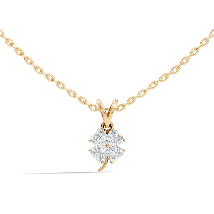 Four-Leaf Clover Heart Diamond Pendant