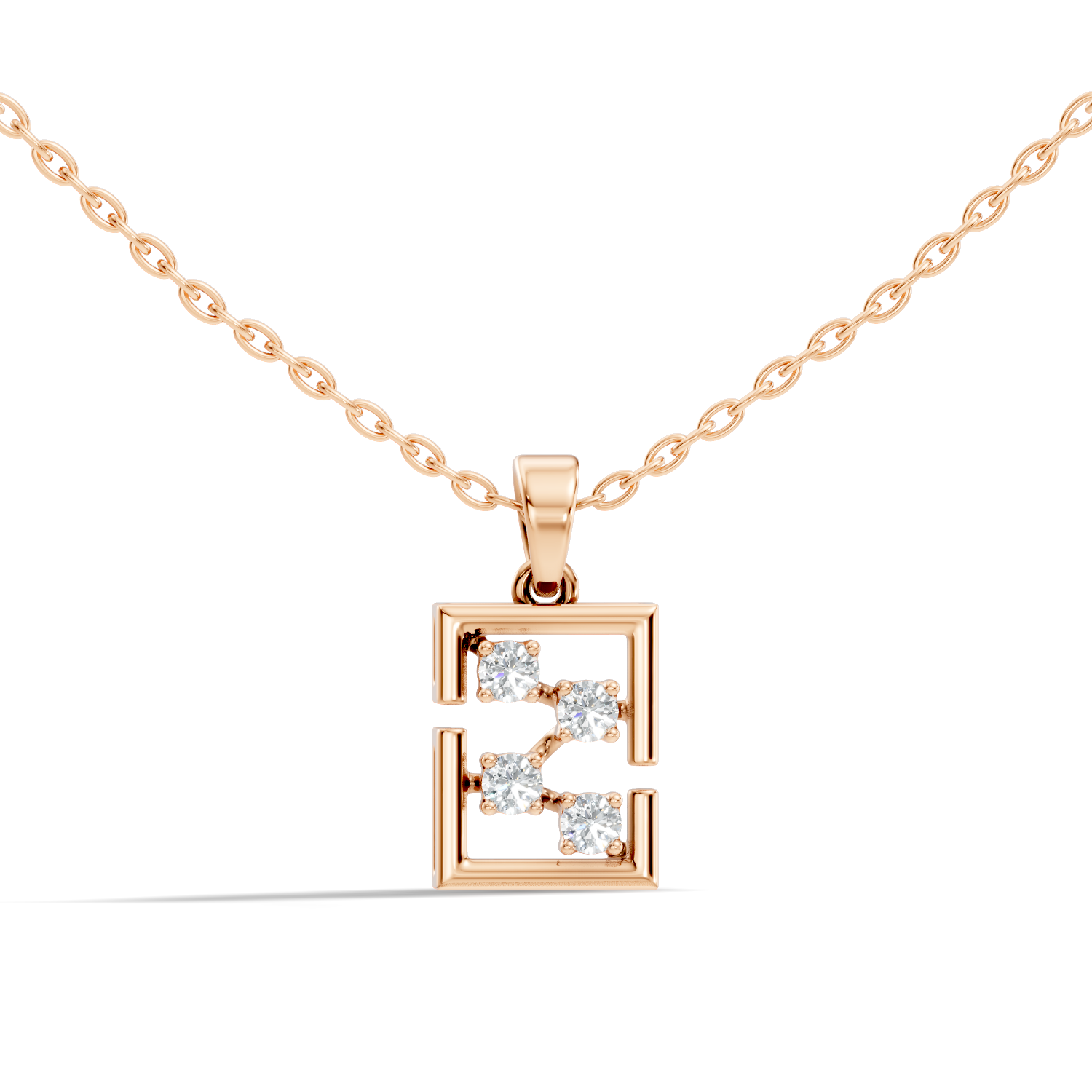 Geometric Framed Initial "Z" / Constellation Diamond Pendant