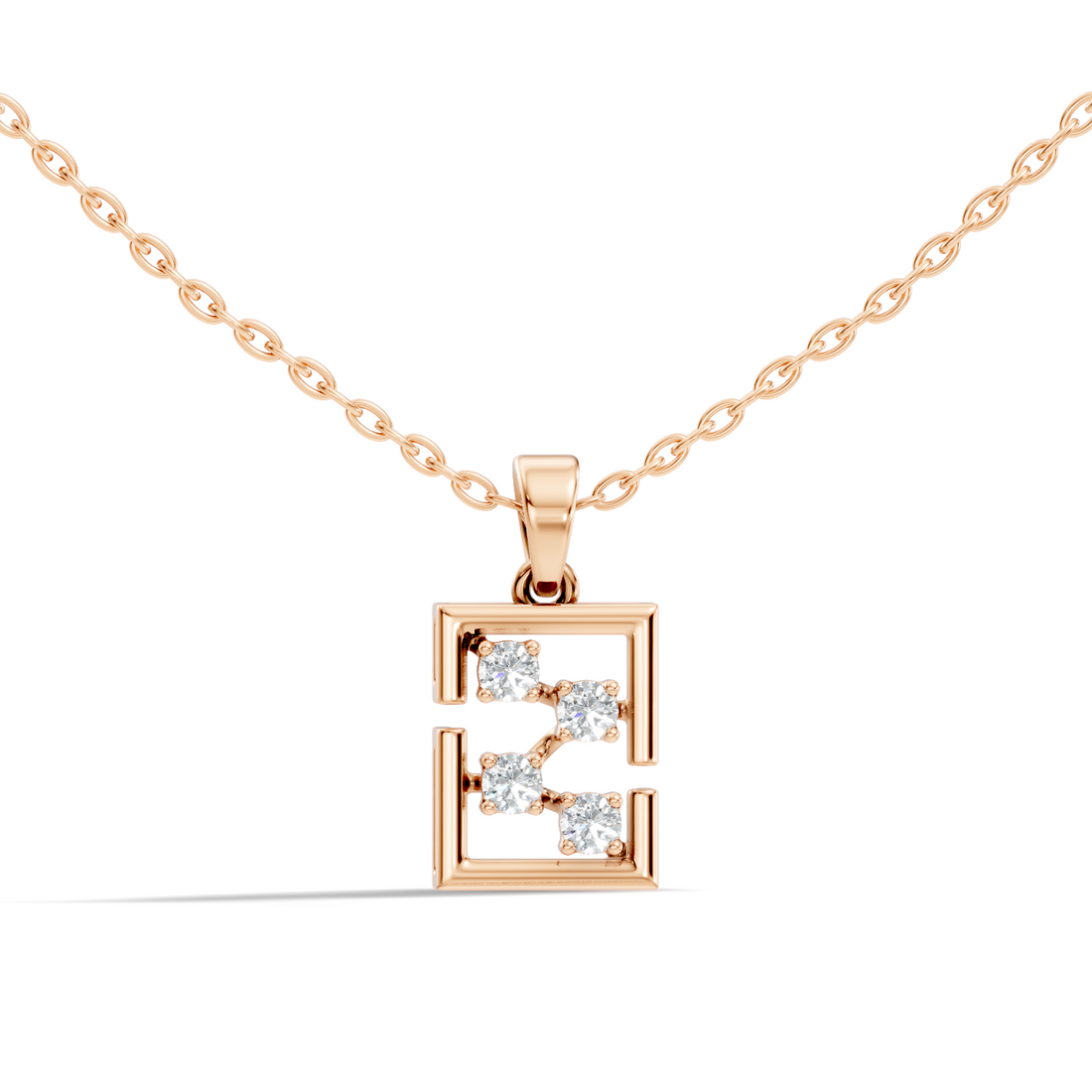 Geometric Framed Initial "Z" / Constellation Diamond Pendant