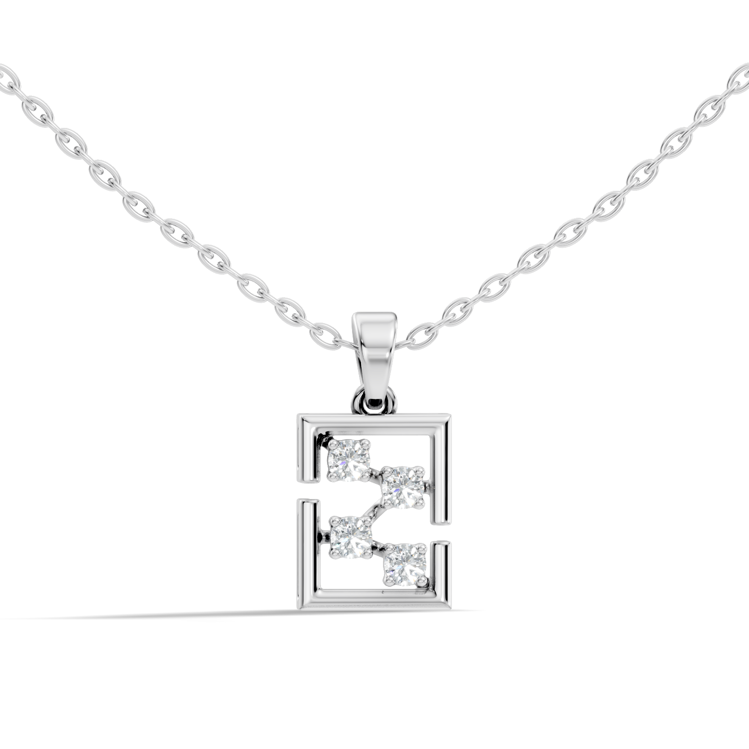 Geometric Framed Initial "Z" / Constellation Diamond Pendant