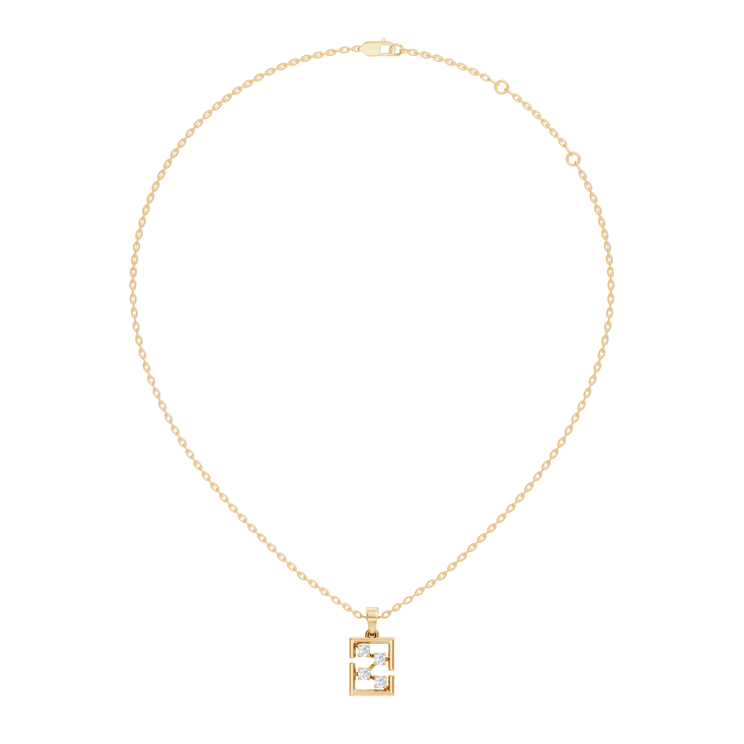 Geometric Framed Initial "Z" / Constellation Diamond Pendant