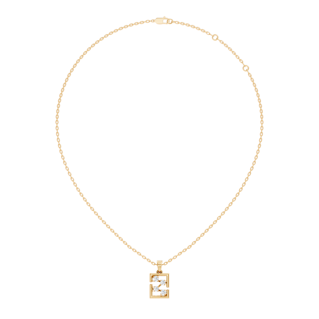 Geometric Framed Initial "Z" / Constellation Diamond Pendant