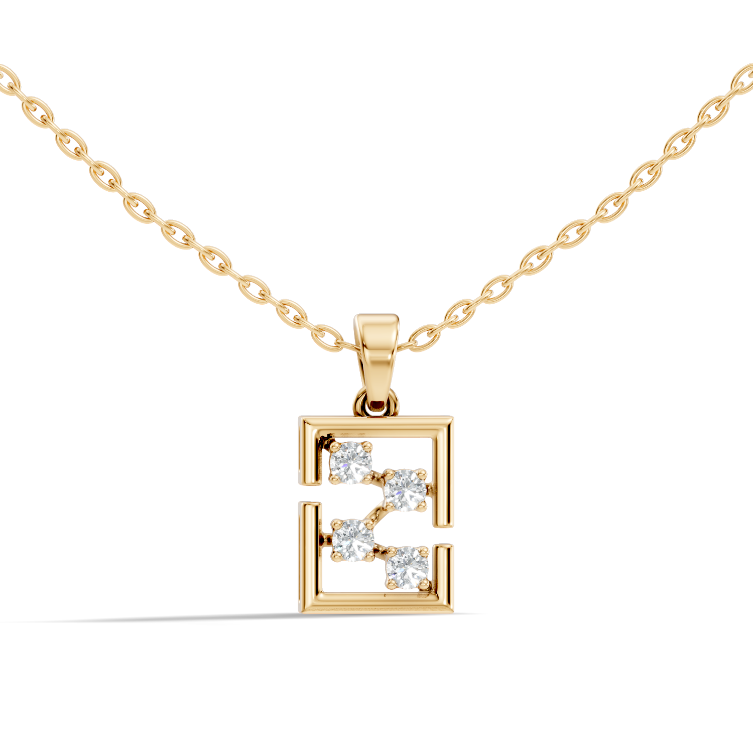 Geometric Framed Initial "Z" / Constellation Diamond Pendant