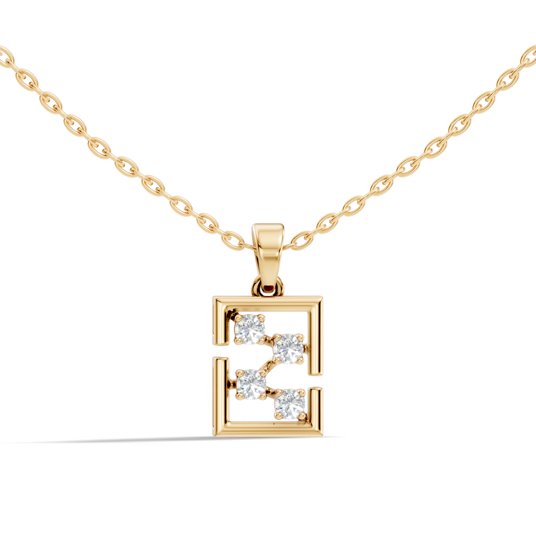 Geometric Framed Initial "Z" / Constellation Diamond Pendant
