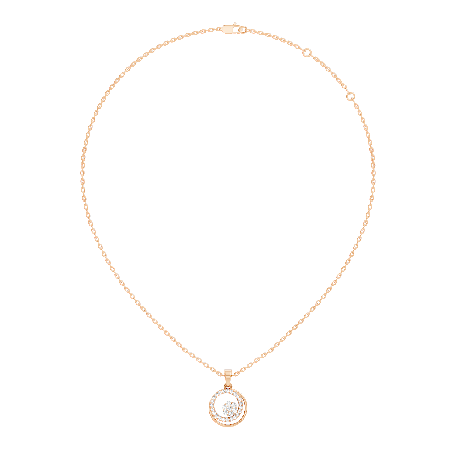 Dual Circle Flower Cluster Diamond Pendant