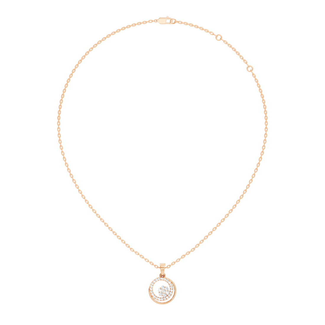 Dual Circle Flower Cluster Diamond Pendant