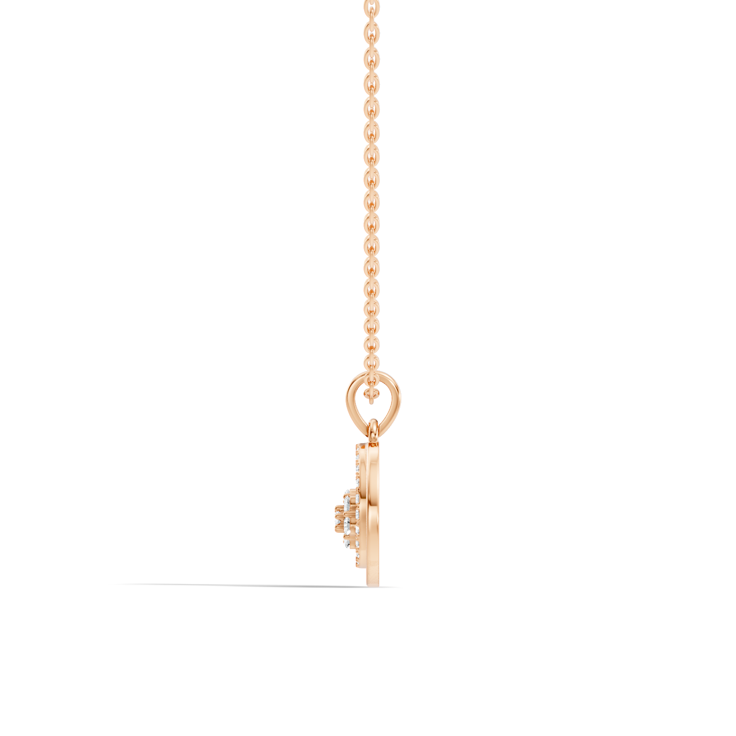 Dual Circle Flower Cluster Diamond Pendant
