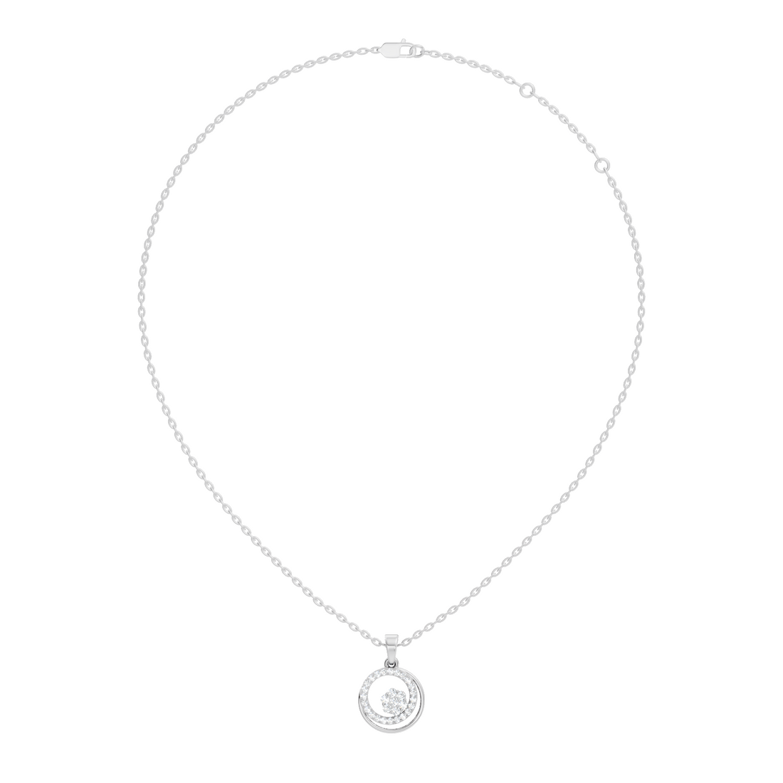 Dual Circle Flower Cluster Diamond Pendant