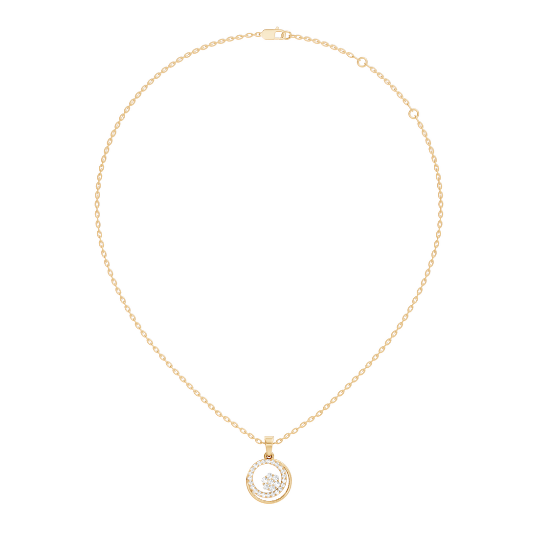 Dual Circle Flower Cluster Diamond Pendant