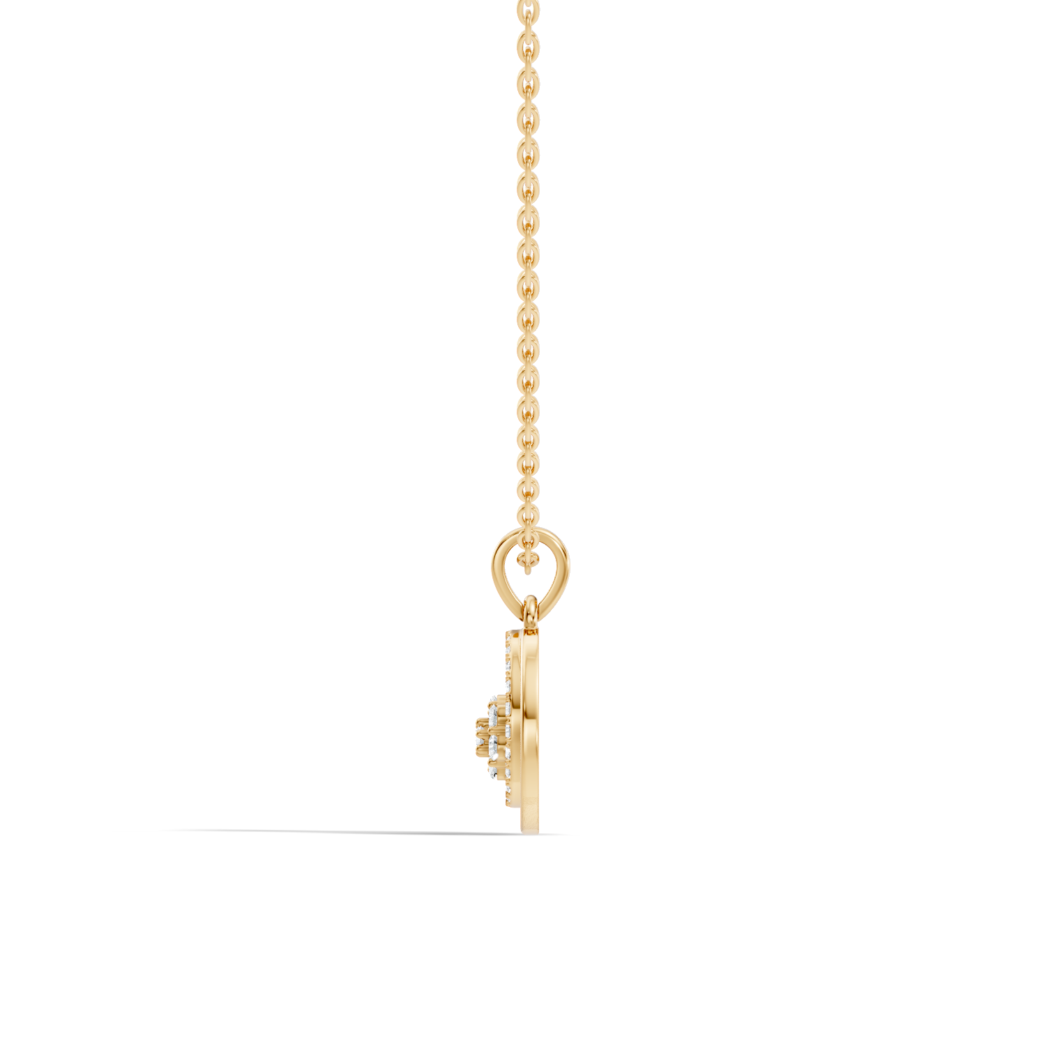 Dual Circle Flower Cluster Diamond Pendant