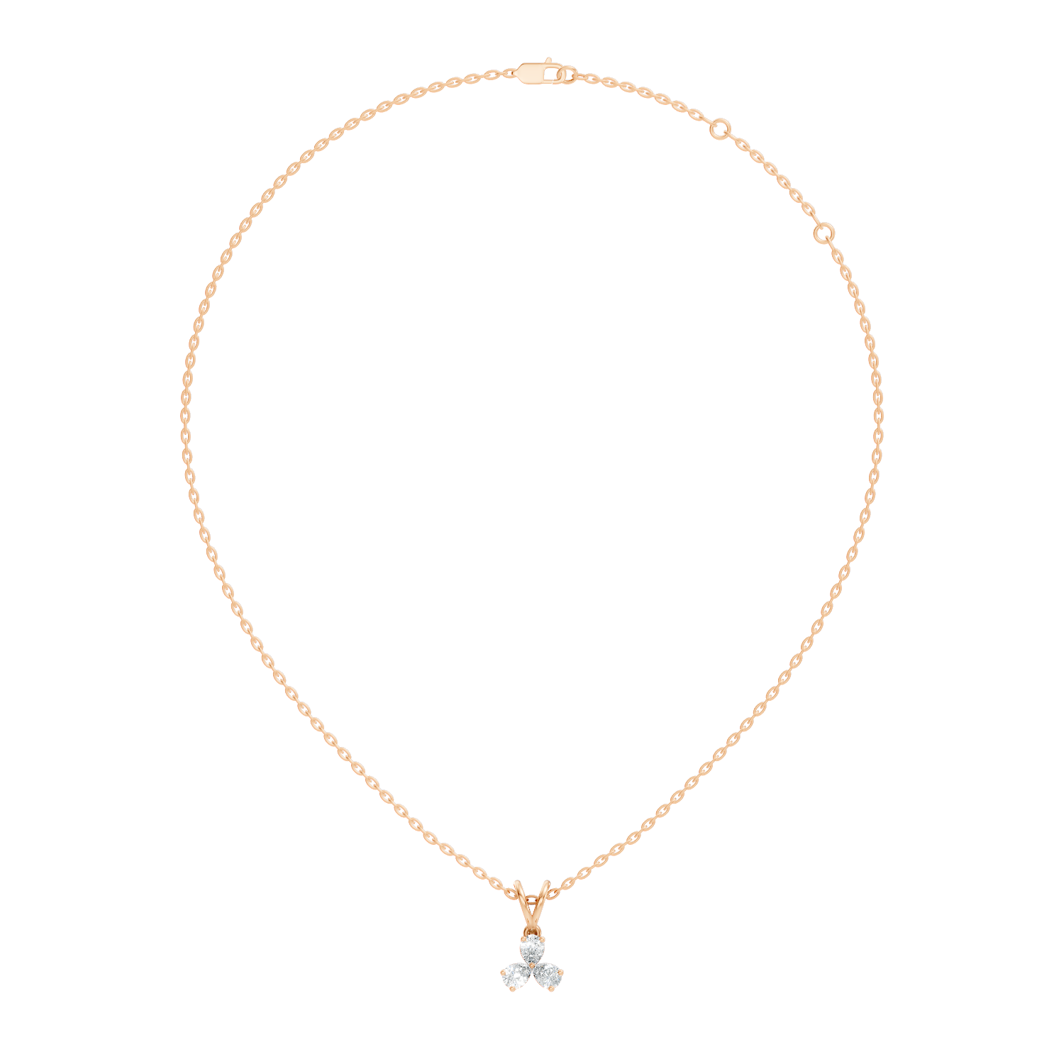 Three-Stone Pear Diamond Trefoil Pendant