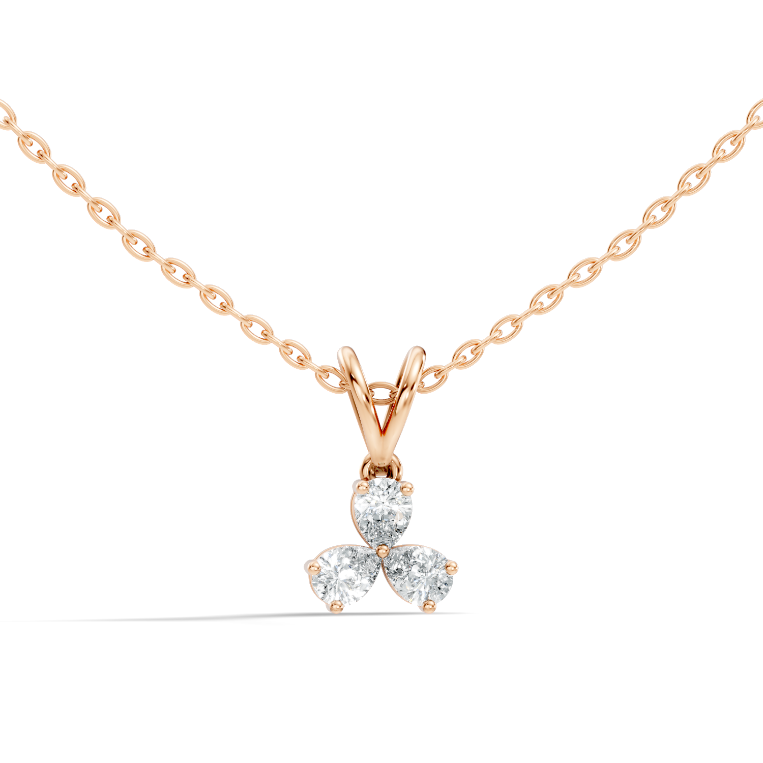 Three-Stone Pear Diamond Trefoil Pendant