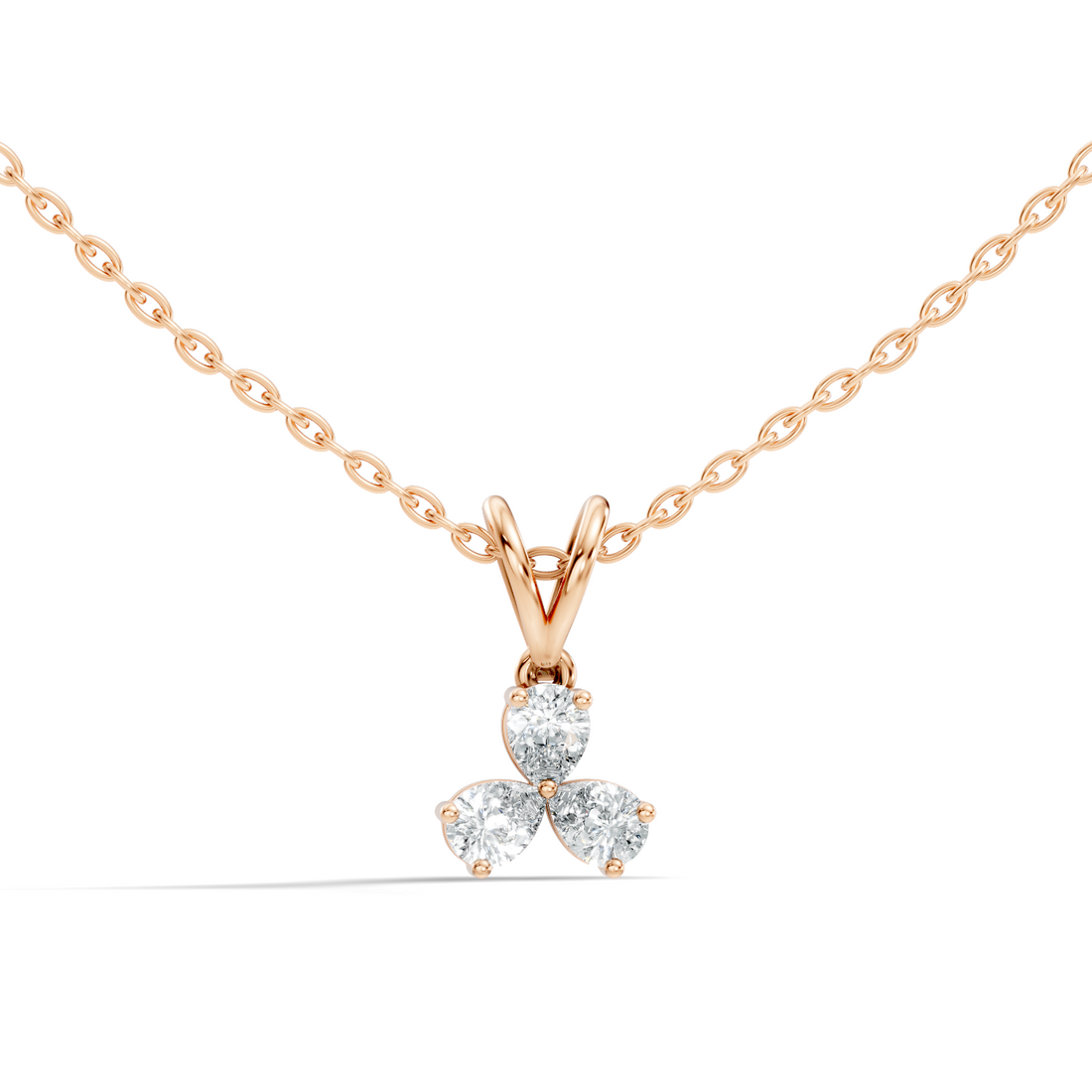 Three-Stone Pear Diamond Trefoil Pendant