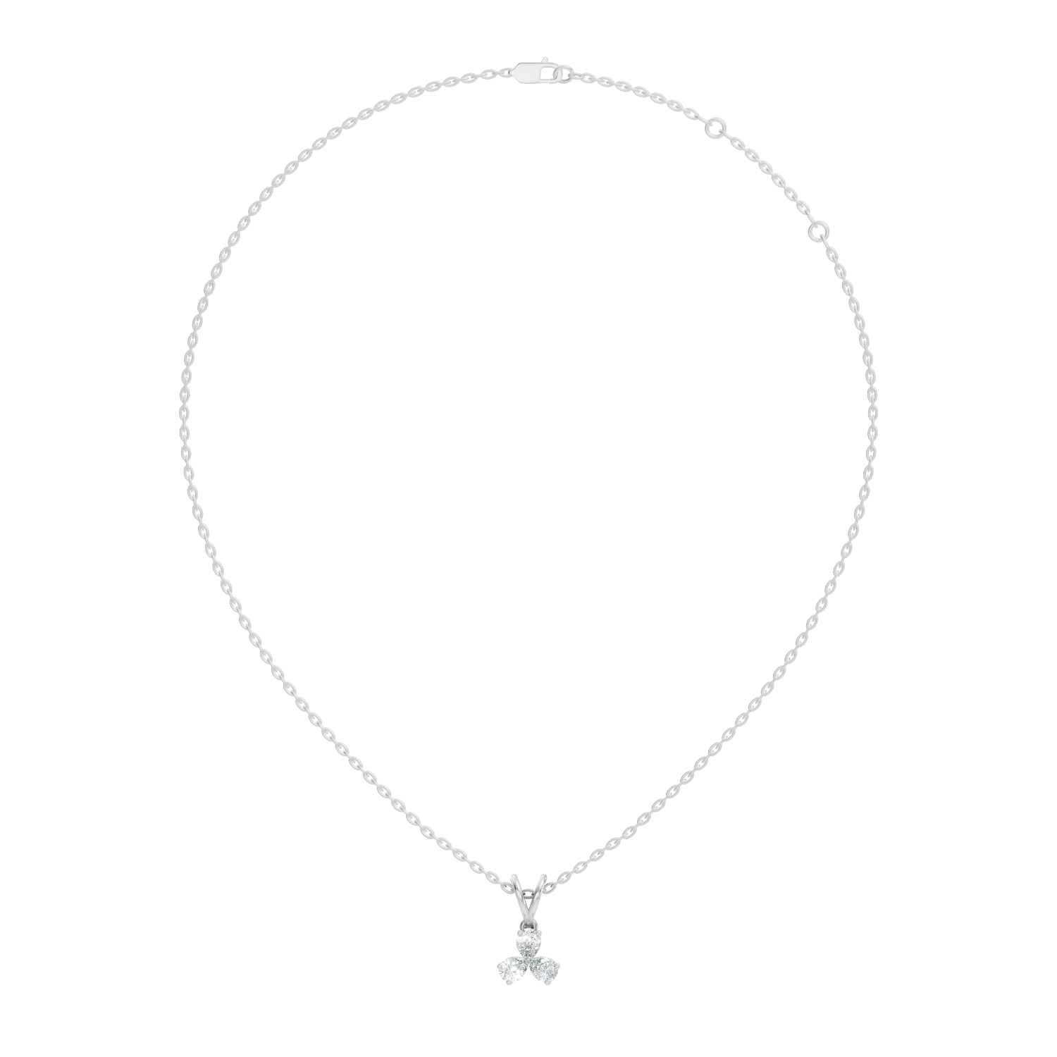 Three-Stone Pear Diamond Trefoil Pendant