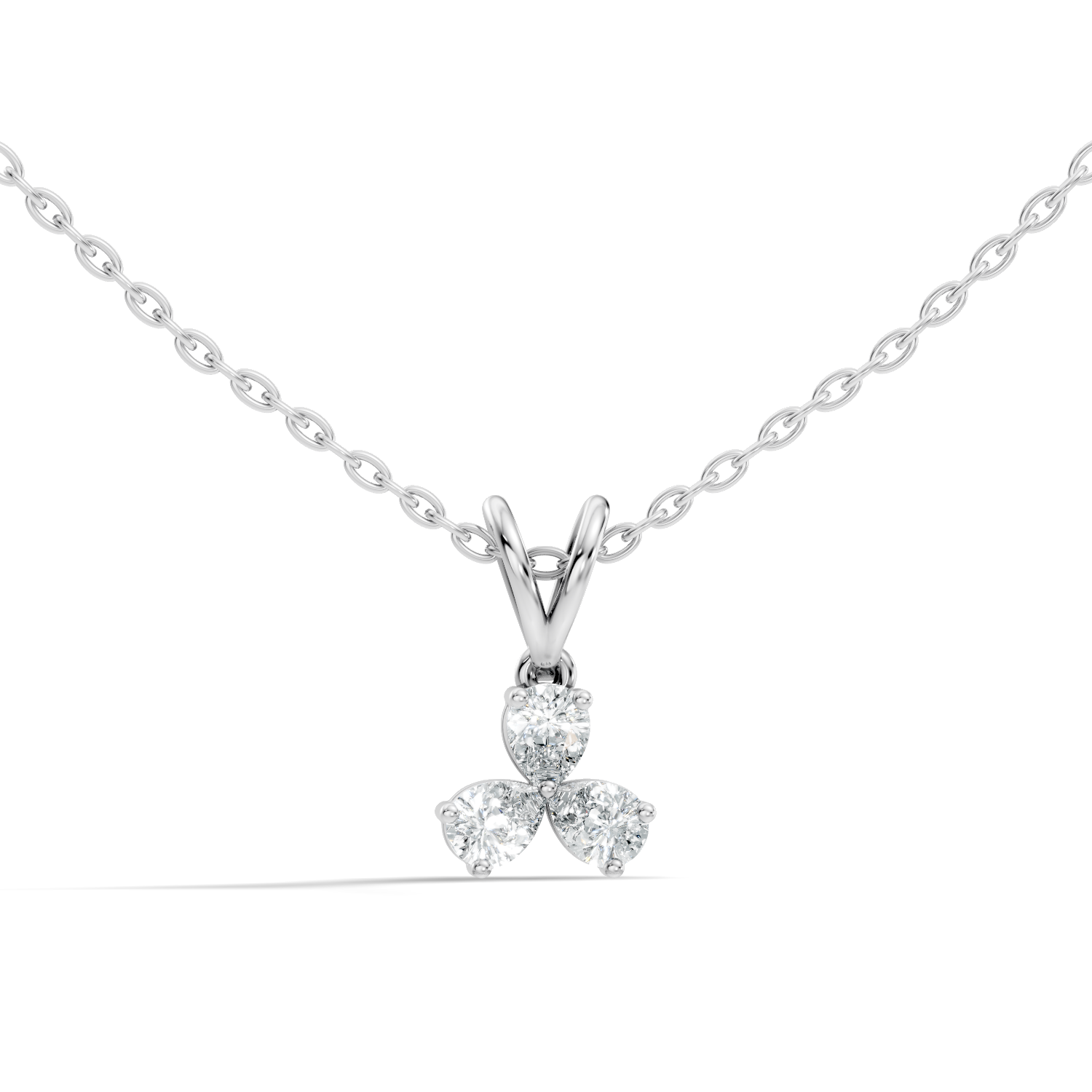 Three-Stone Pear Diamond Trefoil Pendant