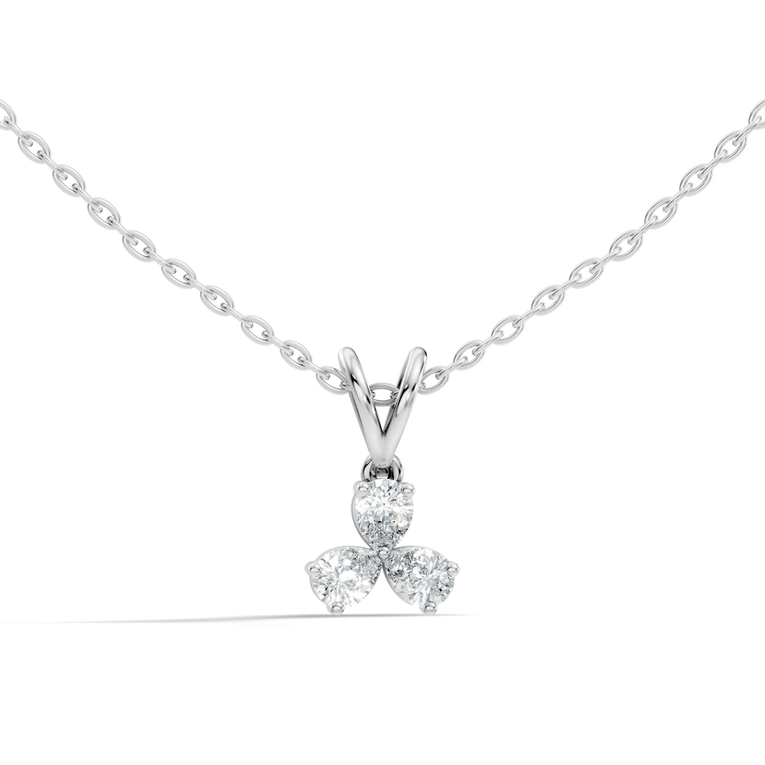 Three-Stone Pear Diamond Trefoil Pendant