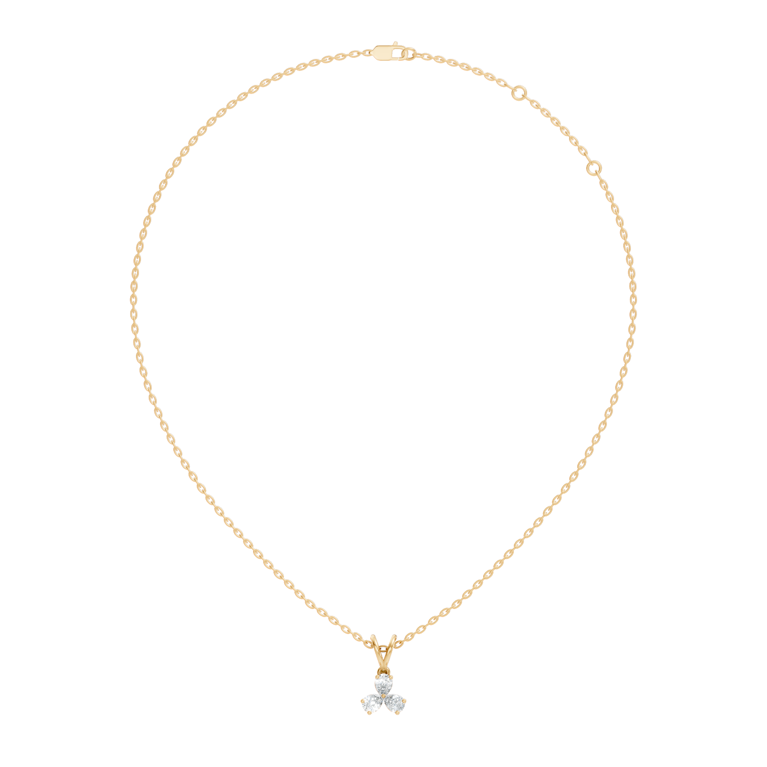 Three-Stone Pear Diamond Trefoil Pendant