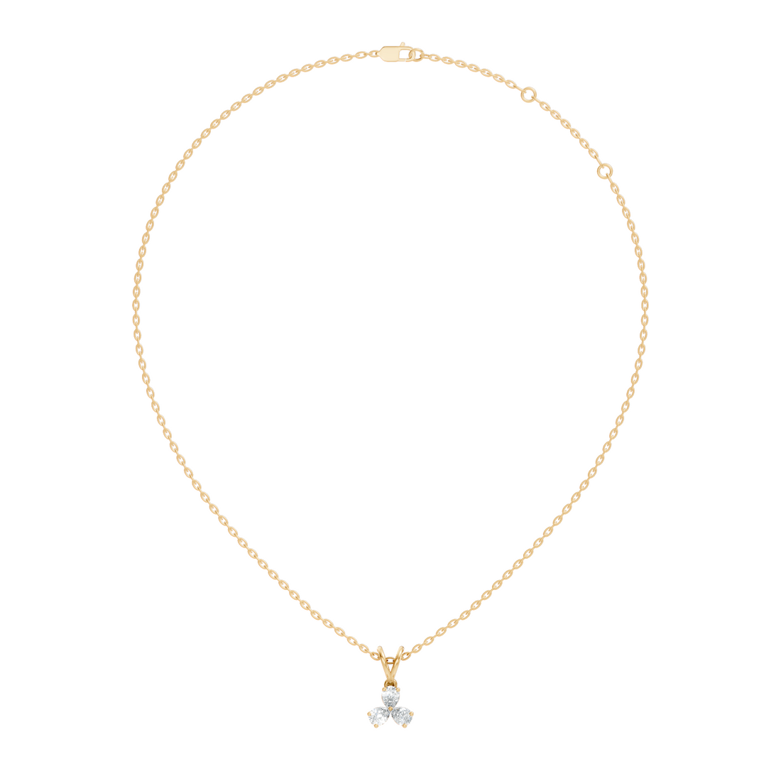 Three-Stone Pear Diamond Trefoil Pendant