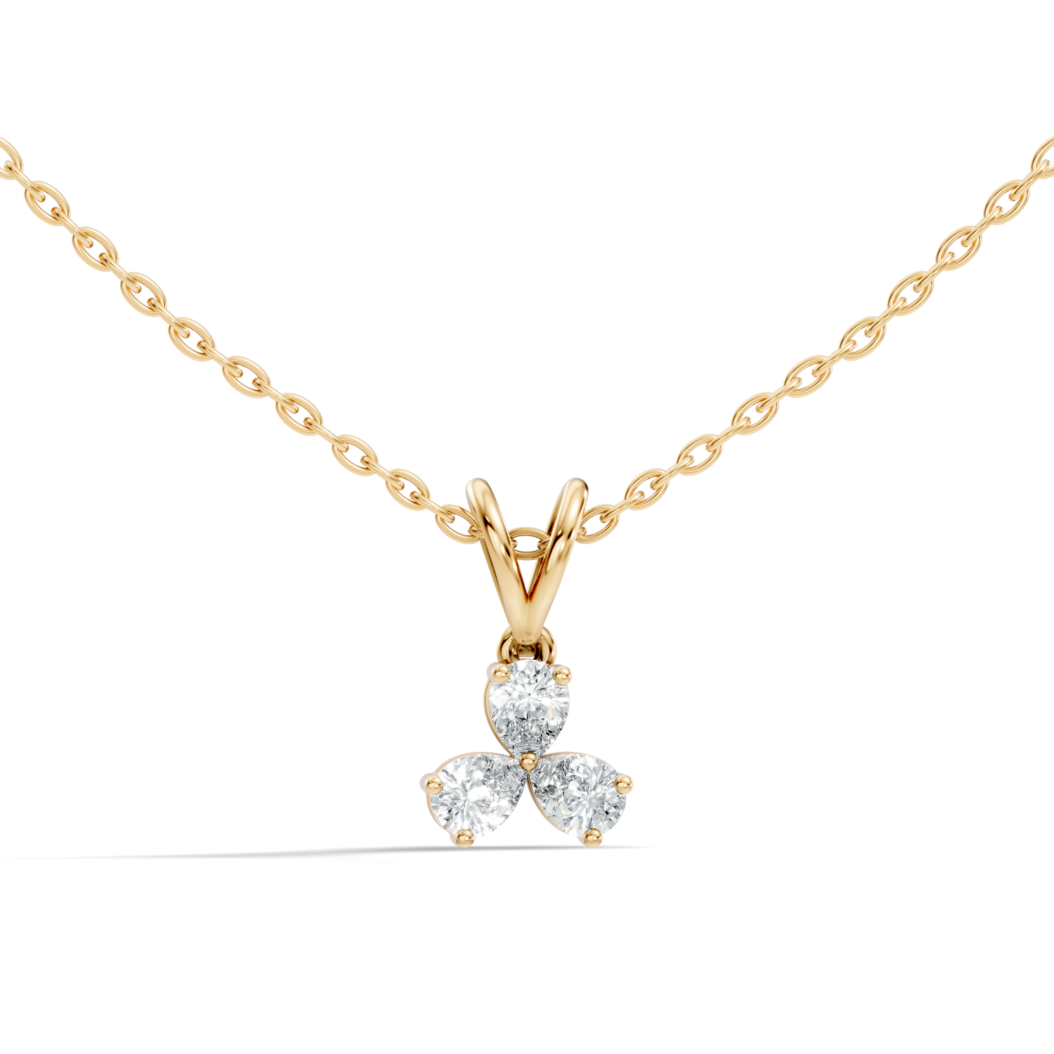 Three-Stone Pear Diamond Trefoil Pendant