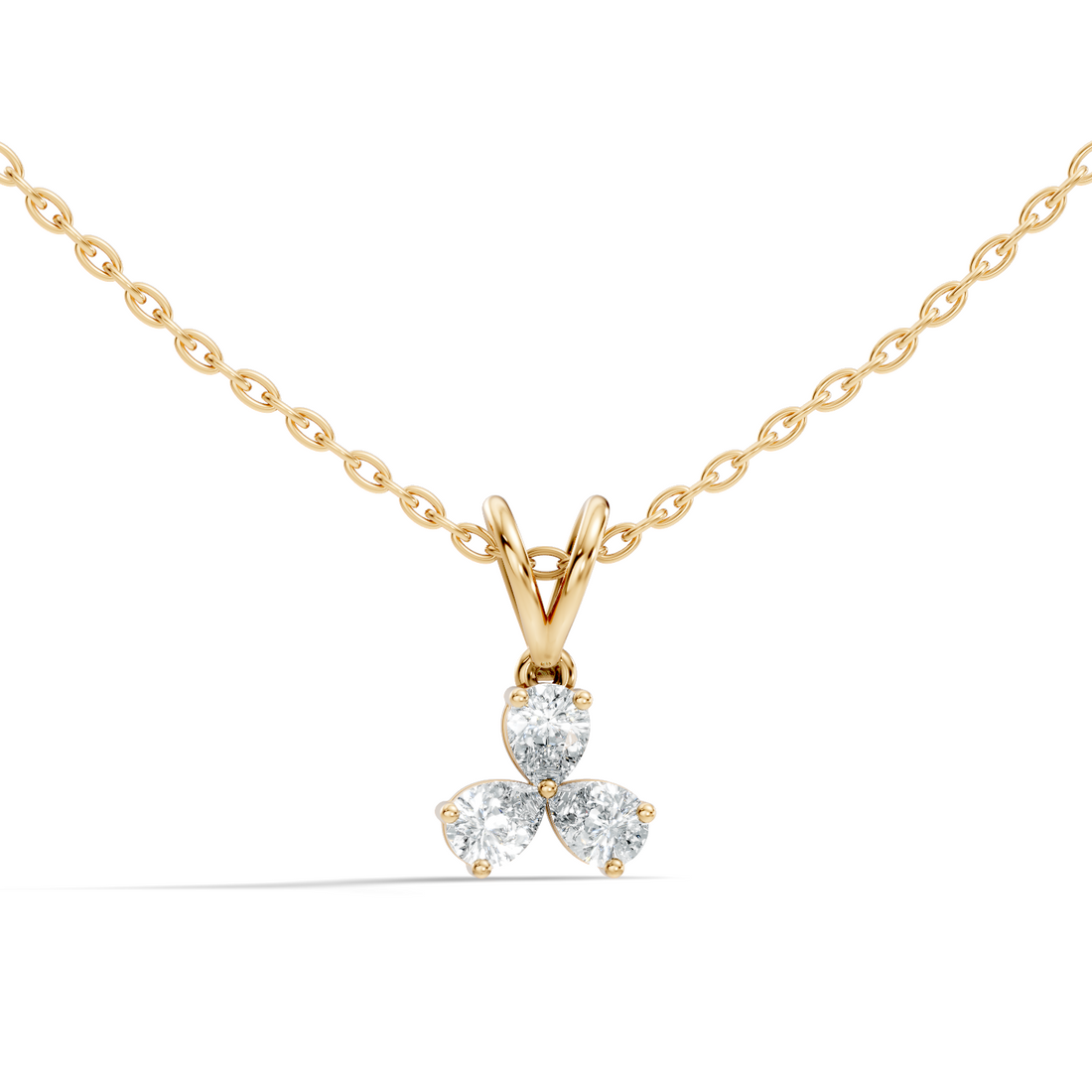 Three-Stone Pear Diamond Trefoil Pendant