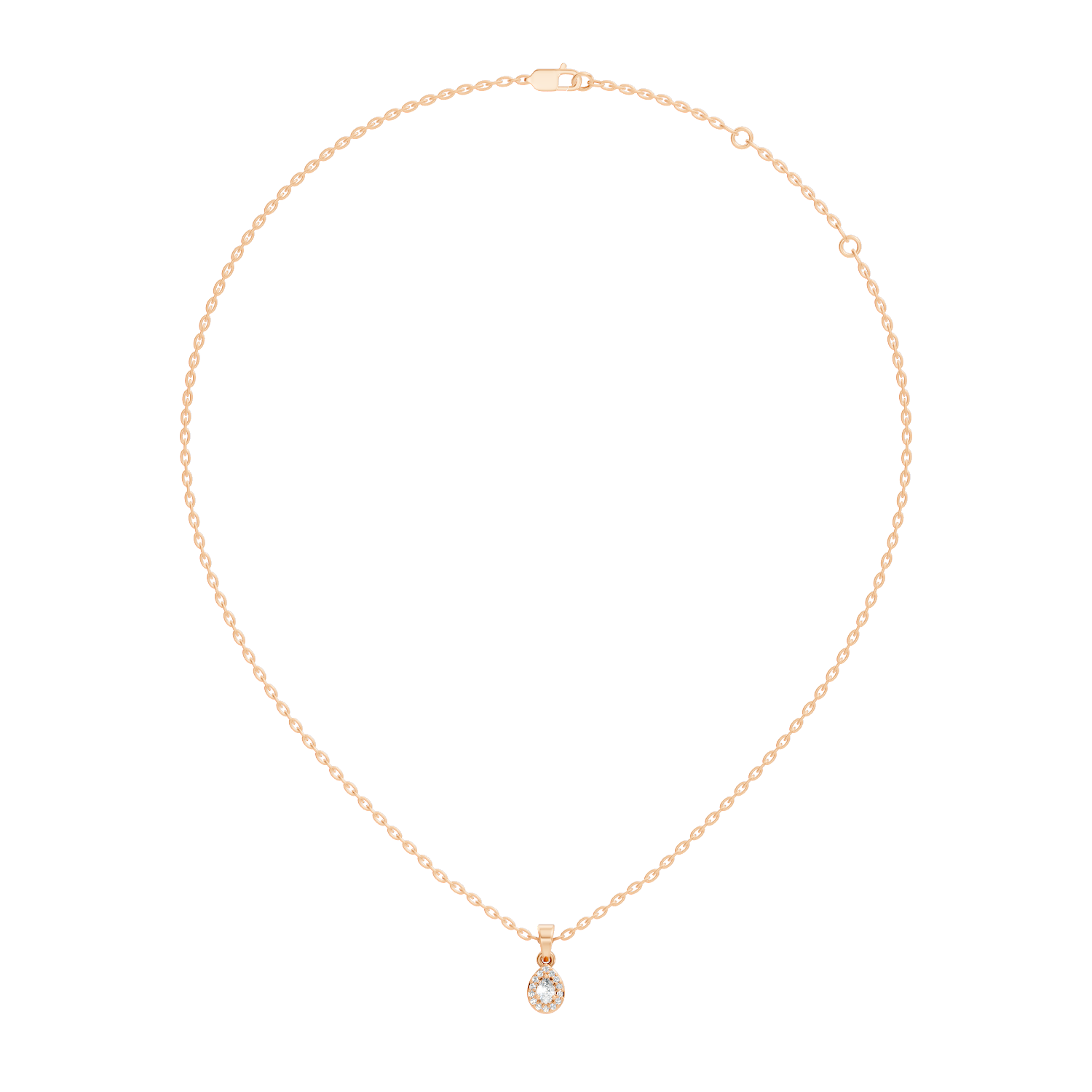 Pear Diamond Halo Drop Pendant