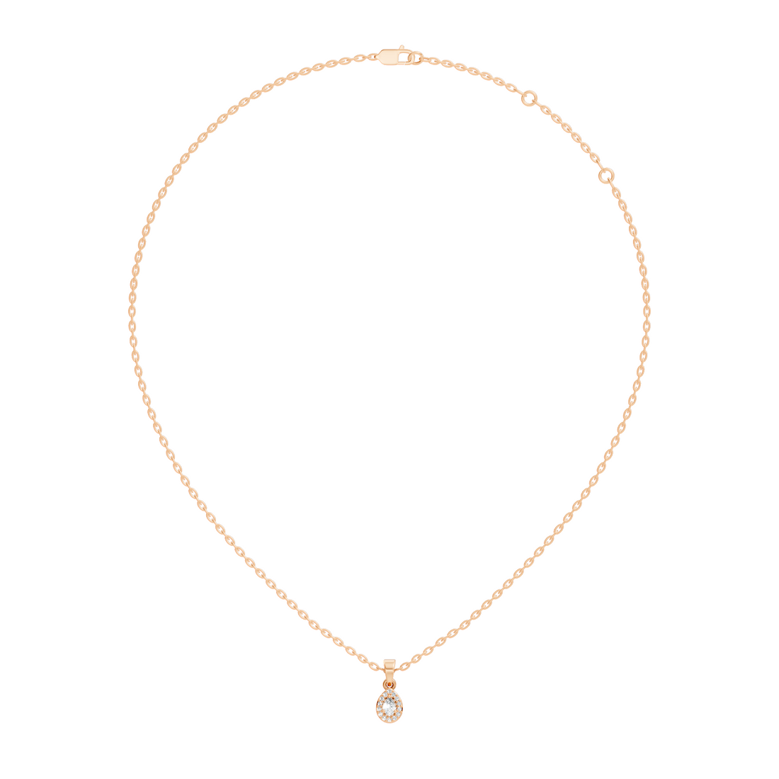Pear Diamond Halo Drop Pendant