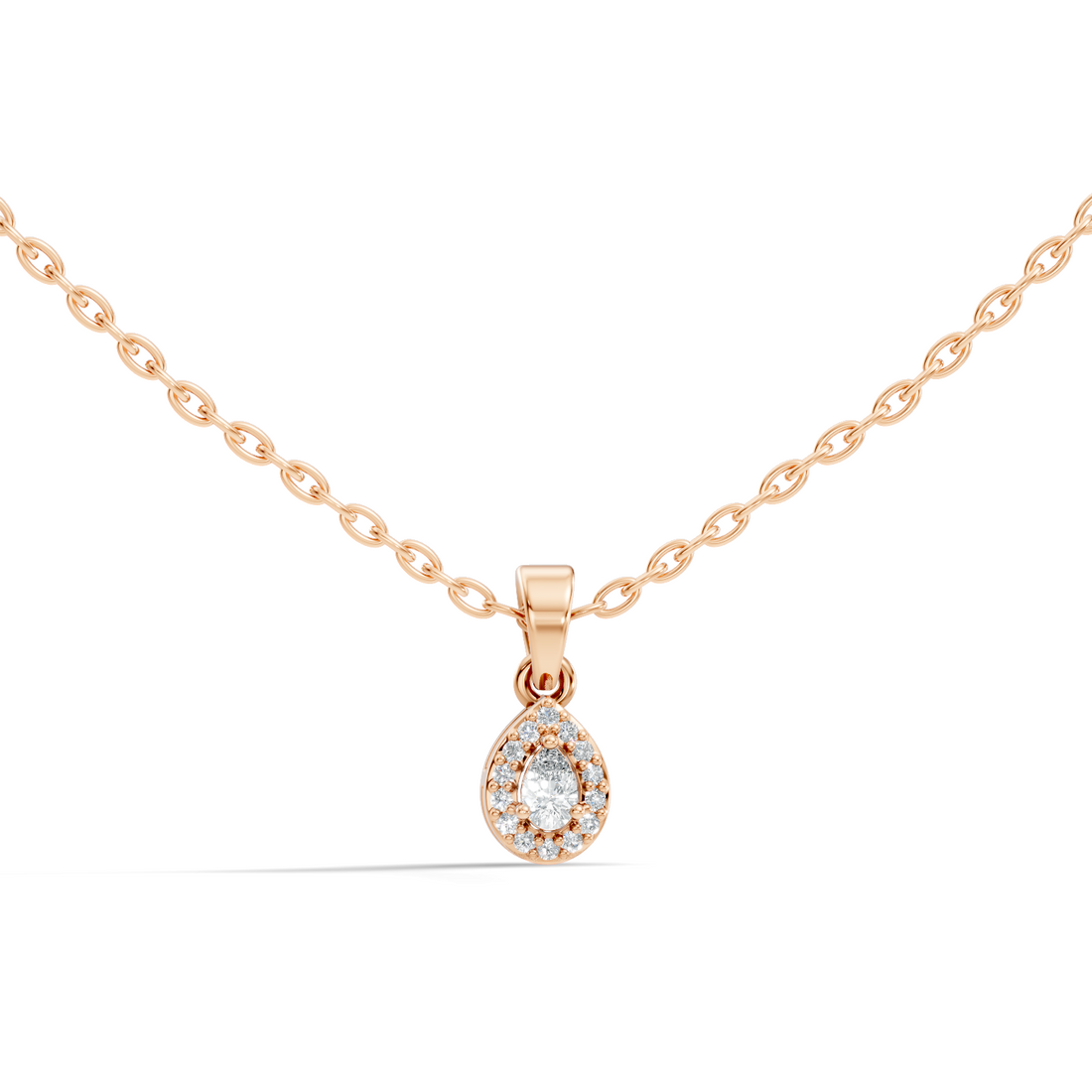 Pear Diamond Halo Drop Pendant