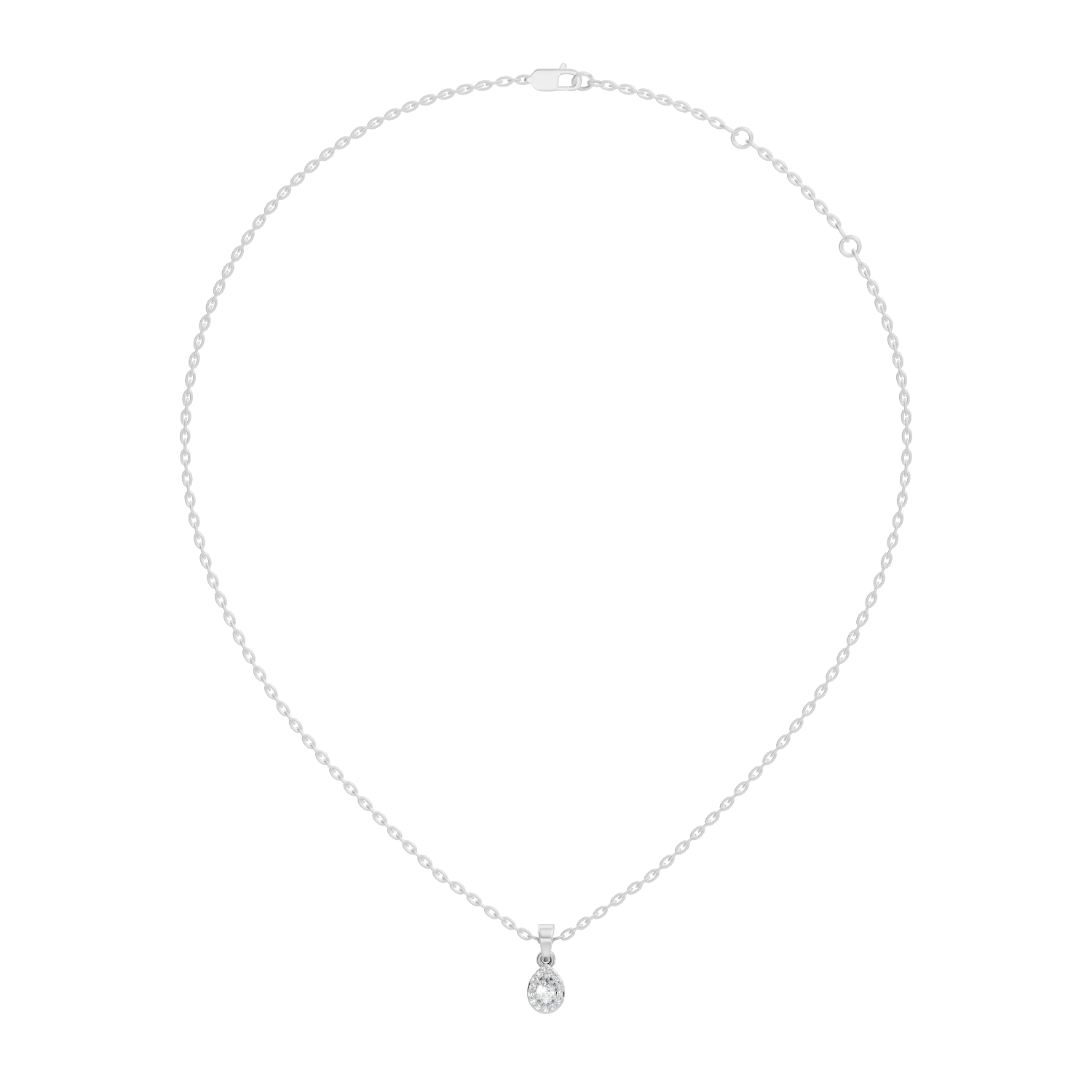 Pear Diamond Halo Drop Pendant