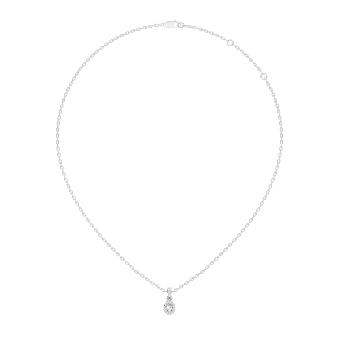 Pear Diamond Halo Drop Pendant