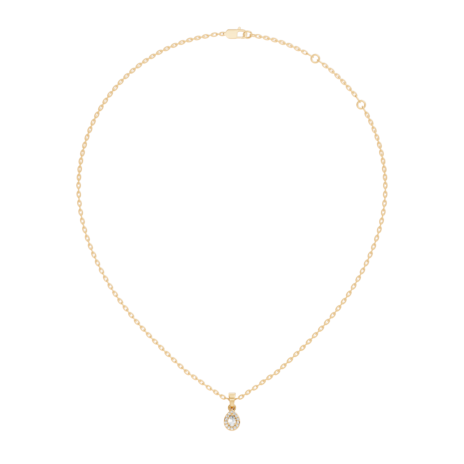 Pear Diamond Halo Drop Pendant