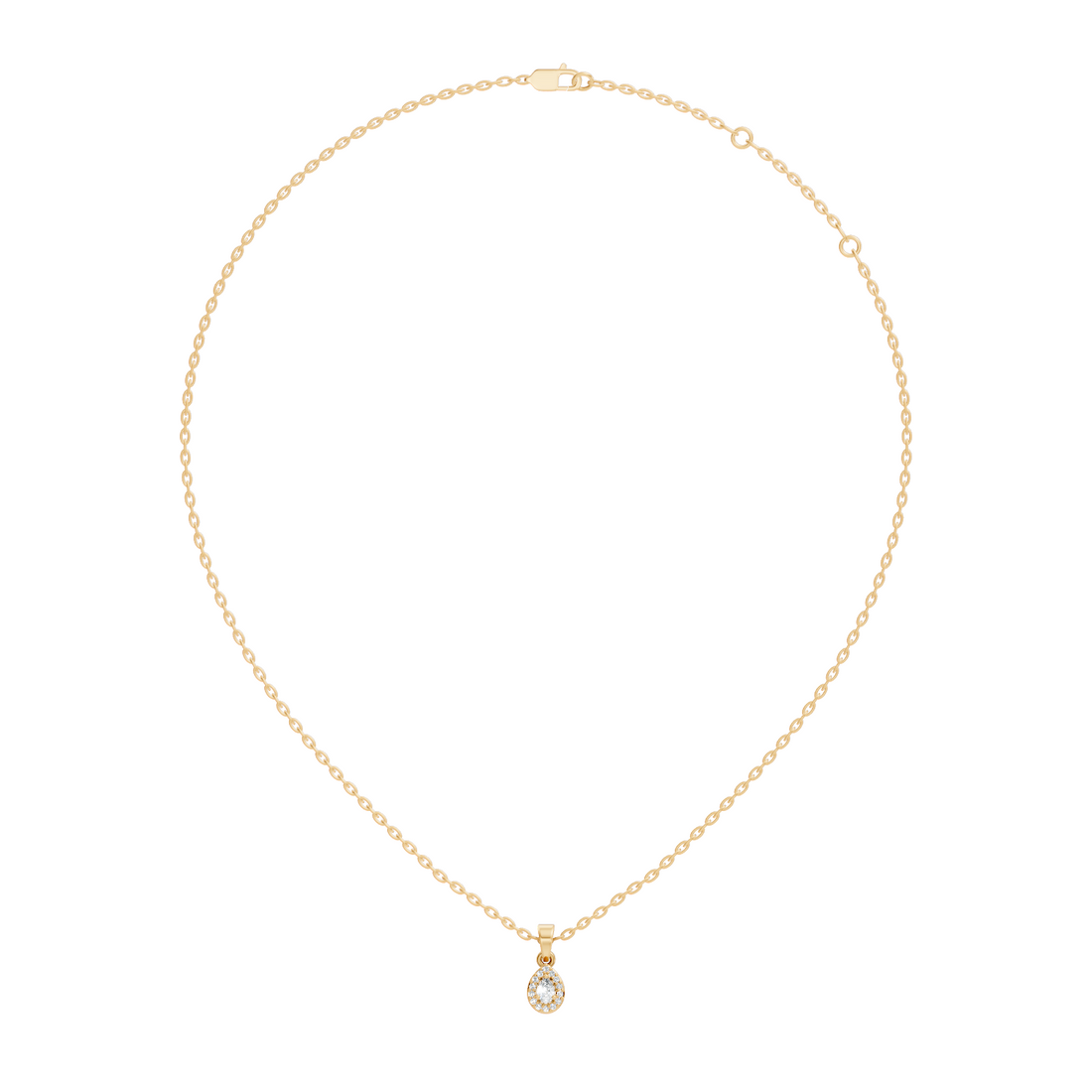 Pear Diamond Halo Drop Pendant