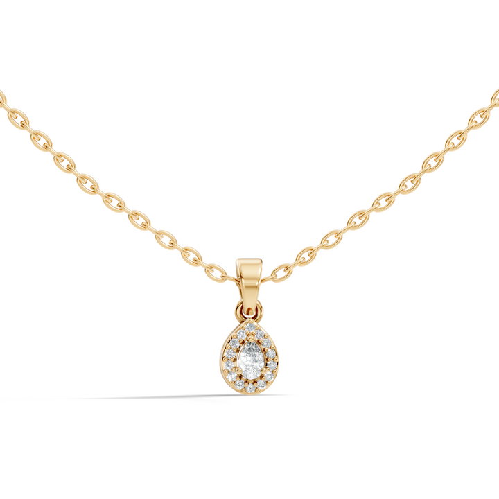Pear Diamond Halo Drop Pendant
