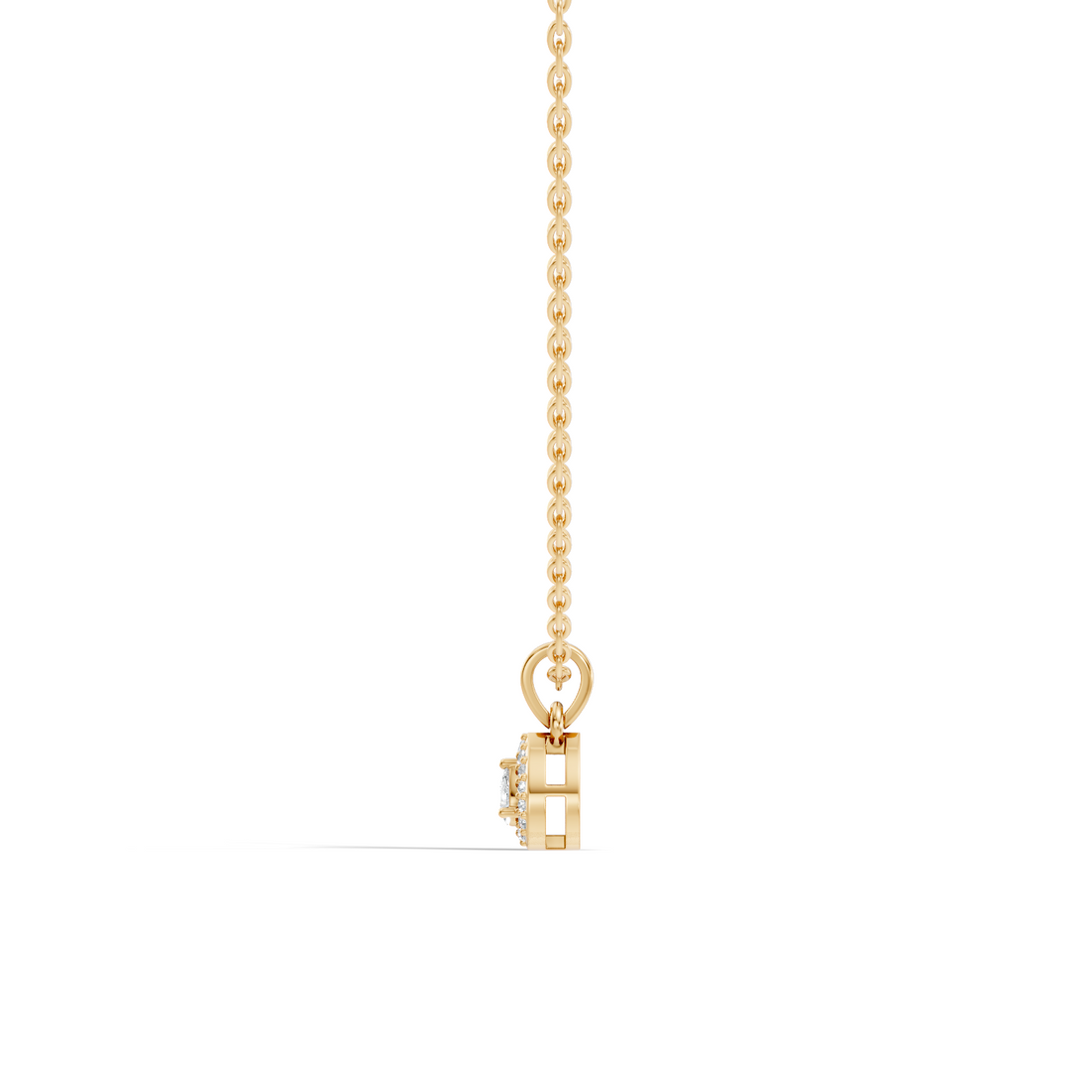Pear Diamond Halo Drop Pendant