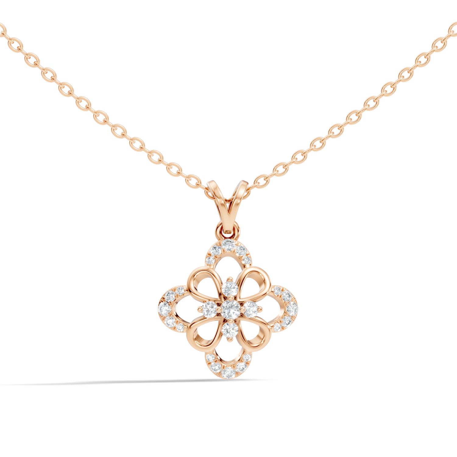 Openwork Floral Cluster Diamond Pendant