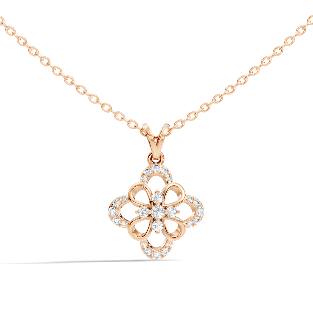 Openwork Floral Cluster Diamond Pendant
