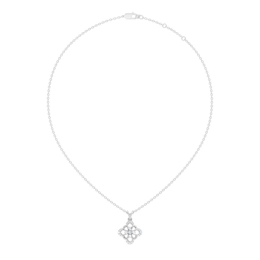 Openwork Floral Cluster Diamond Pendant