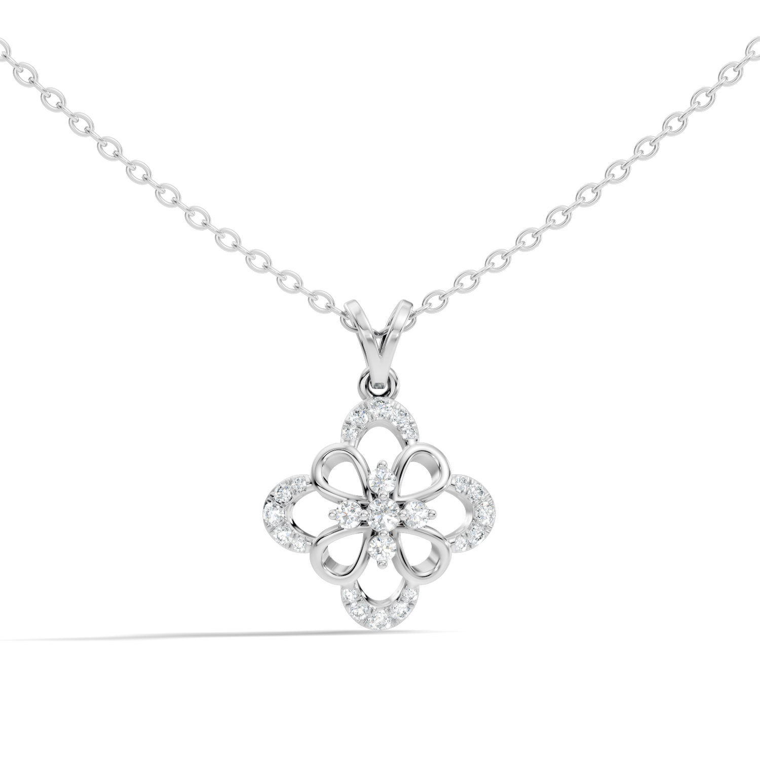 Openwork Floral Cluster Diamond Pendant