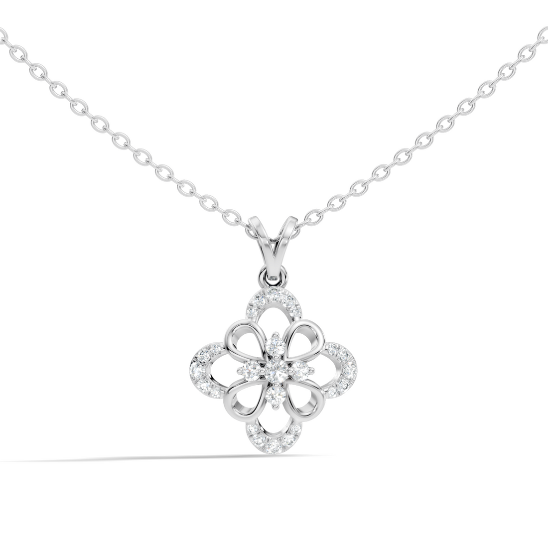 Openwork Floral Cluster Diamond Pendant