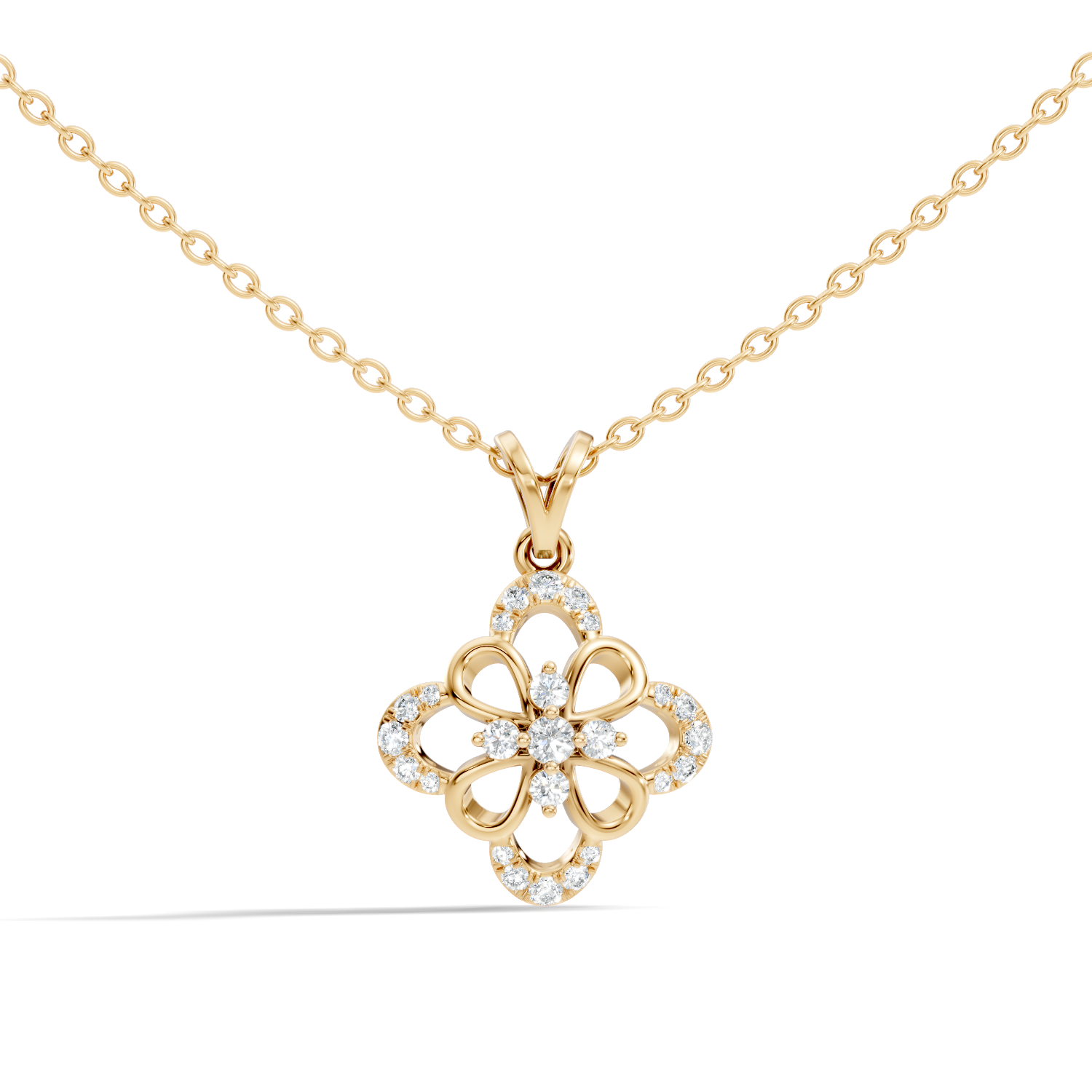 Openwork Floral Cluster Diamond Pendant