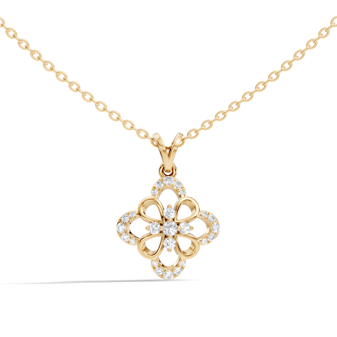 Openwork Floral Cluster Diamond Pendant